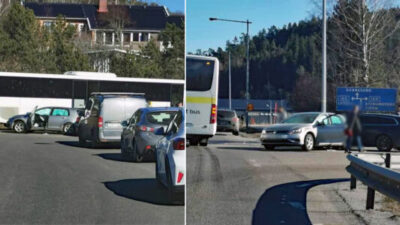 Frontalkollision i korsning - Körde in i buss