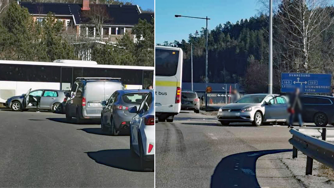 Frontalkollision i korsning - Körde in i buss