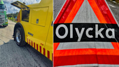 Lastbil av vägen - Begränsad framkomlighet