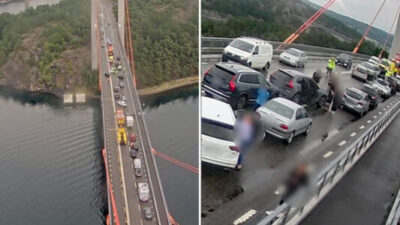 Trafikolycka på Tjörnbron - Flera bilar i kollision