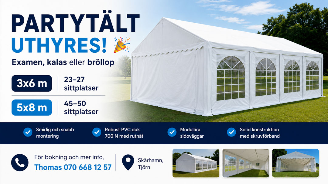 Partytält uthyres